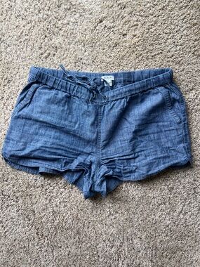 J. Crew 100% Cotton Chambray Elastic Drawstring Shorts, 2.5” inseam